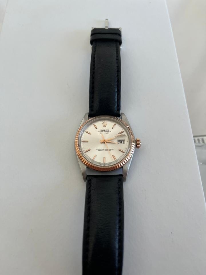 Rolex | Oyster Perpetual | 6101 | Yellow gold | 36 mm | Leather | Silver | Automatic