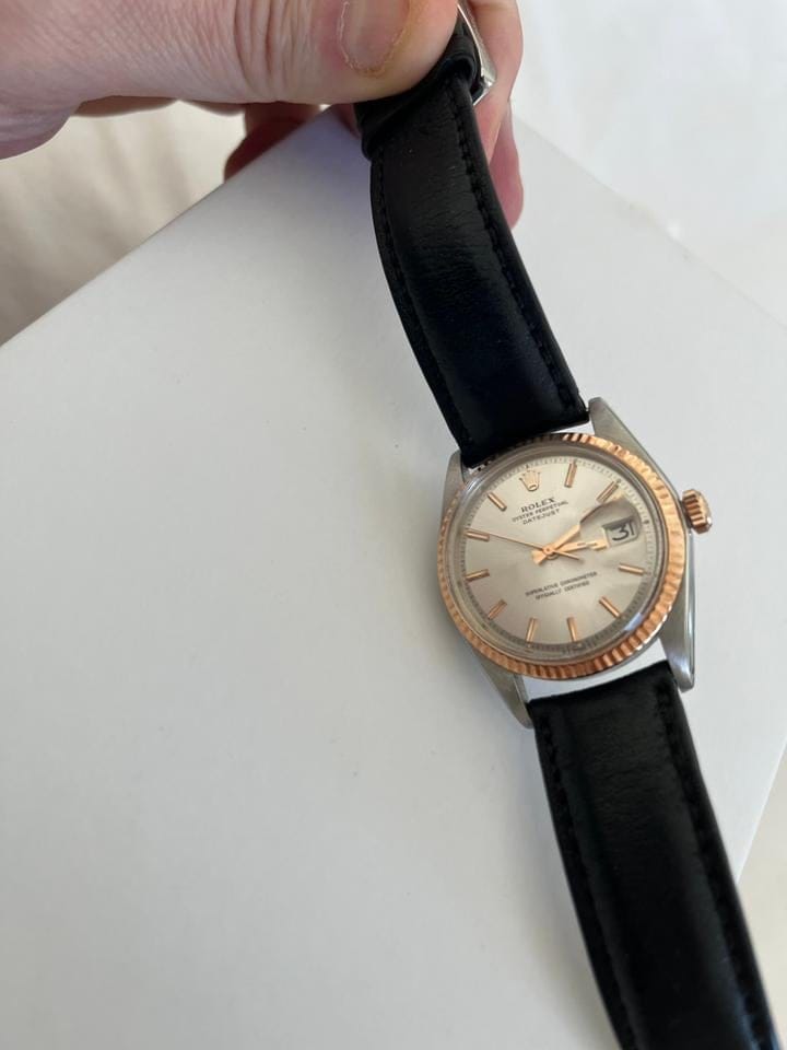 Rolex | Oyster Perpetual | 6101 | Yellow gold | 36 mm | Leather | Silver | Automatic