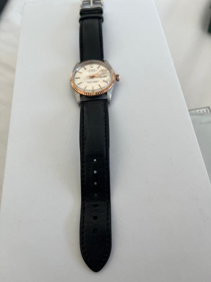 Rolex | Oyster Perpetual | 6101 | Yellow gold | 36 mm | Leather | Silver | Automatic