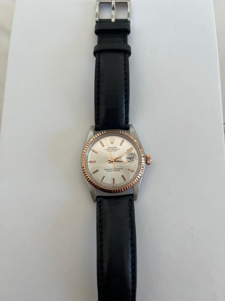 Rolex | Oyster Perpetual | 6101 | Yellow gold | 36 mm | Leather | Silver | Automatic