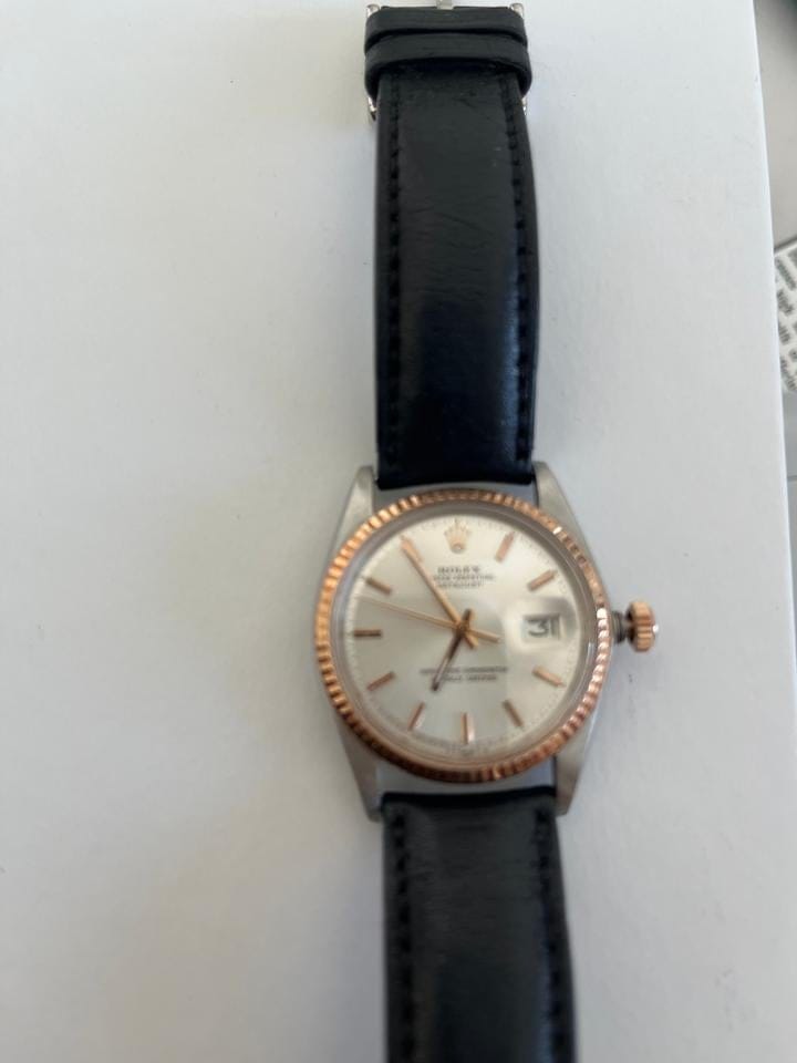 Rolex | Oyster Perpetual | 6101 | Yellow gold | 36 mm | Leather | Silver | Automatic