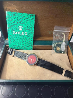 Rolex | Cellini | 4112 | Yellow gold | 32 x 38 mm | Leather | Red | Manual winding