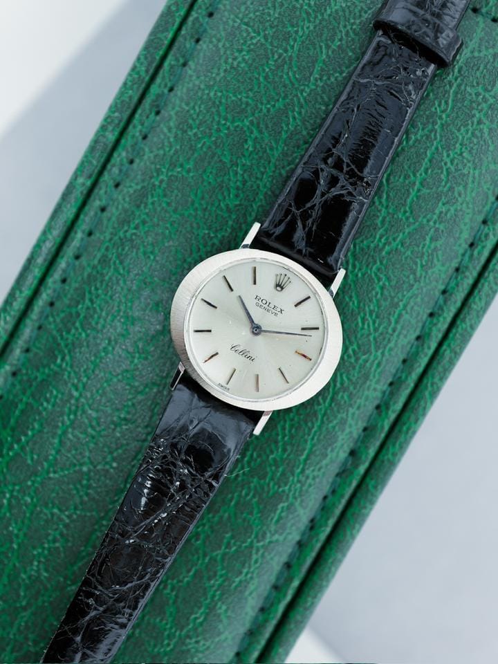 Rolex | Cellini | 3768 | White gold | 32 mm | Leather | Silver | Manual winding