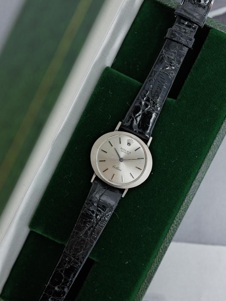 Rolex | Cellini | 3768 | White gold | 32 mm | Leather | Silver | Manual winding