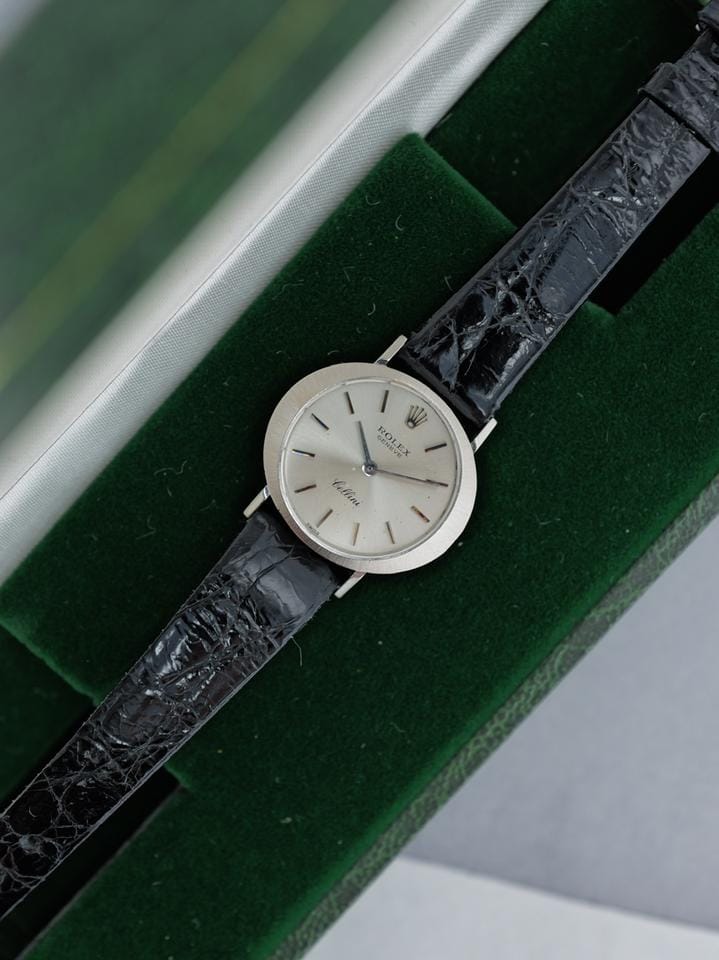Rolex | Cellini | 3768 | White gold | 32 mm | Leather | Silver | Manual winding