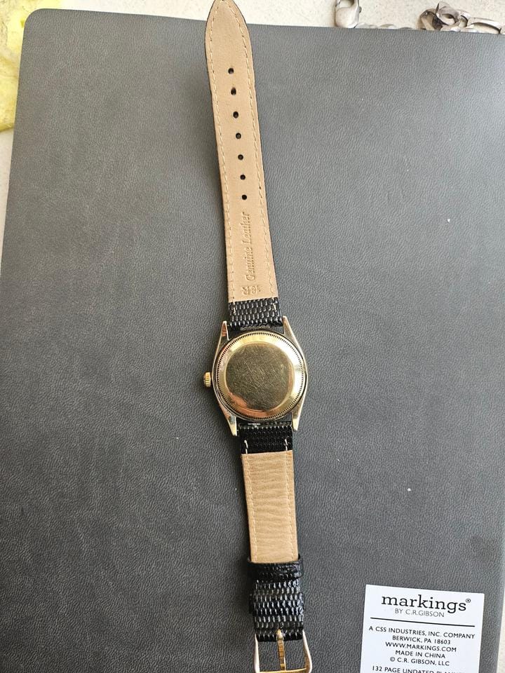 Rolex | Oyster Perpetual | 6565 | Yellow gold | 34 mm | Leather | Champagne | Automatic