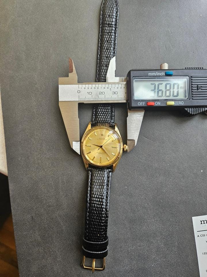 Rolex | Oyster Perpetual | 6565 | Yellow gold | 34 mm | Leather | Champagne | Automatic