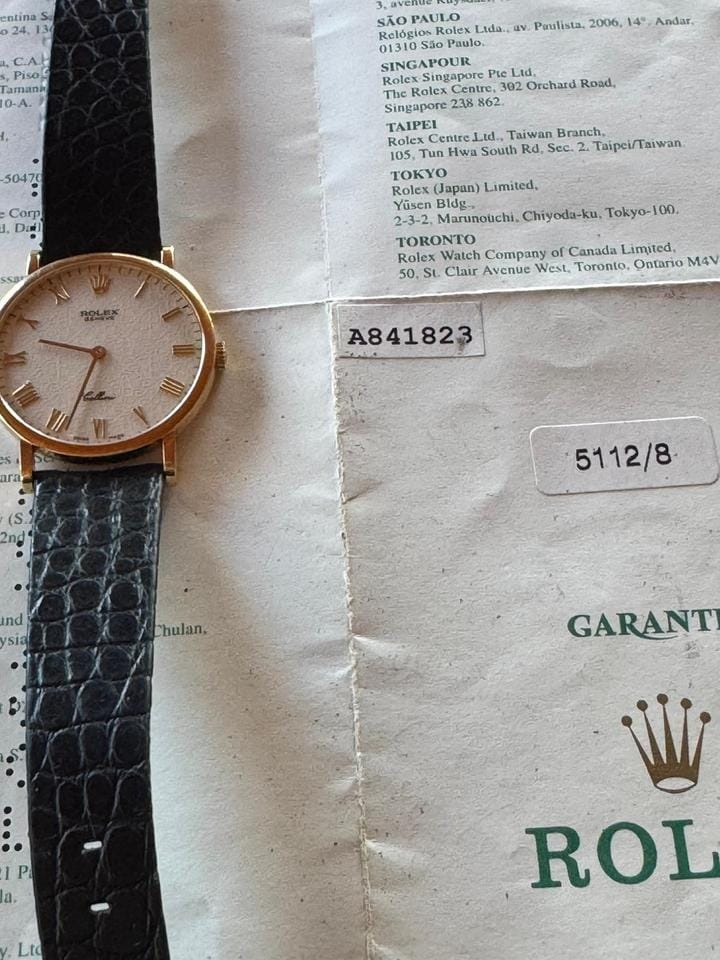 Rolex | Cellini | 5112 | Yellow gold | 32 mm | Leather | White | Manual winding