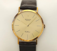 Rolex | Cellini | 4112/8 | Yellow gold | 32 mm | Leather | Gold | Manual winding