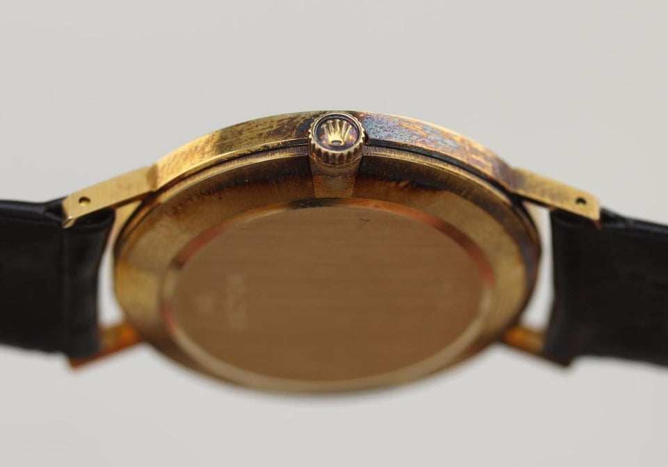 Rolex | Cellini | 4112/8 | Yellow gold | 32 mm | Leather | Gold | Manual winding