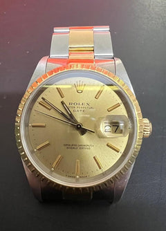 Rolex | Oyster Perpetual | 15223 | Gold/Steel | 34 mm | Gold/Steel | Champagne | Automatic