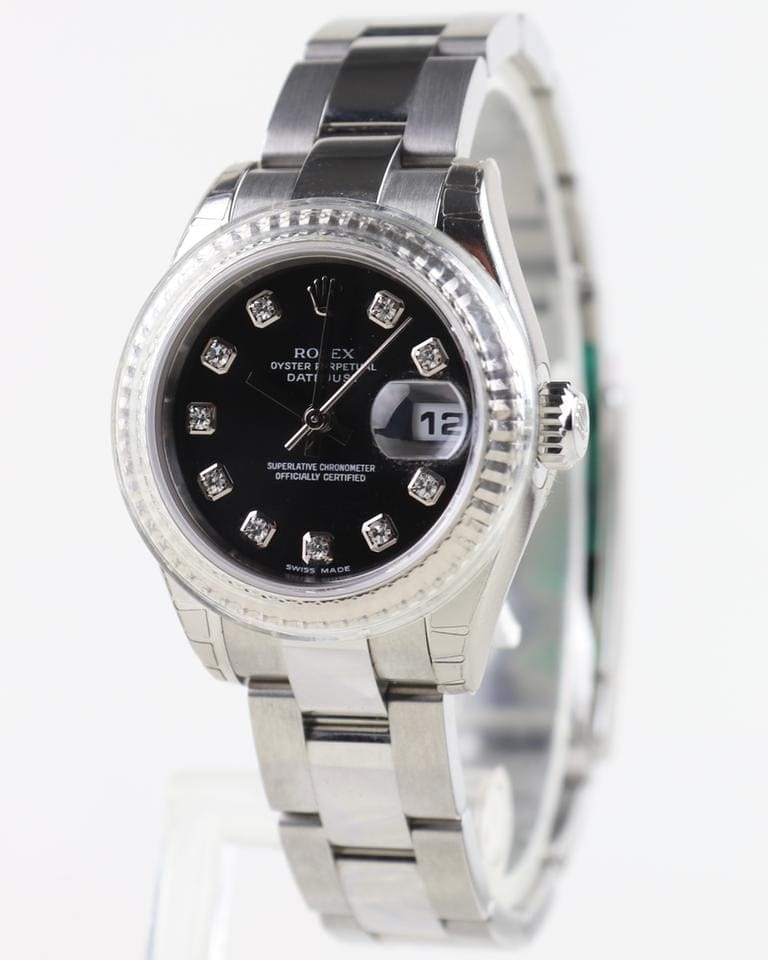 Rolex | Datejust | 179174 | White gold and steel | 26 mm | Steel | Black | Automatic