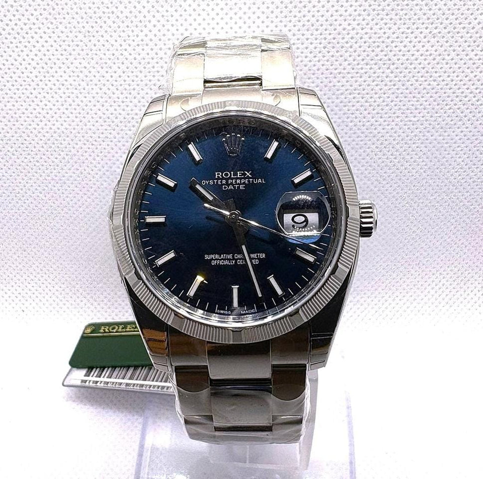 Rolex | Oyster Perpetual | 115210 | Steel | 34 mm | Steel | Blue | Automatic