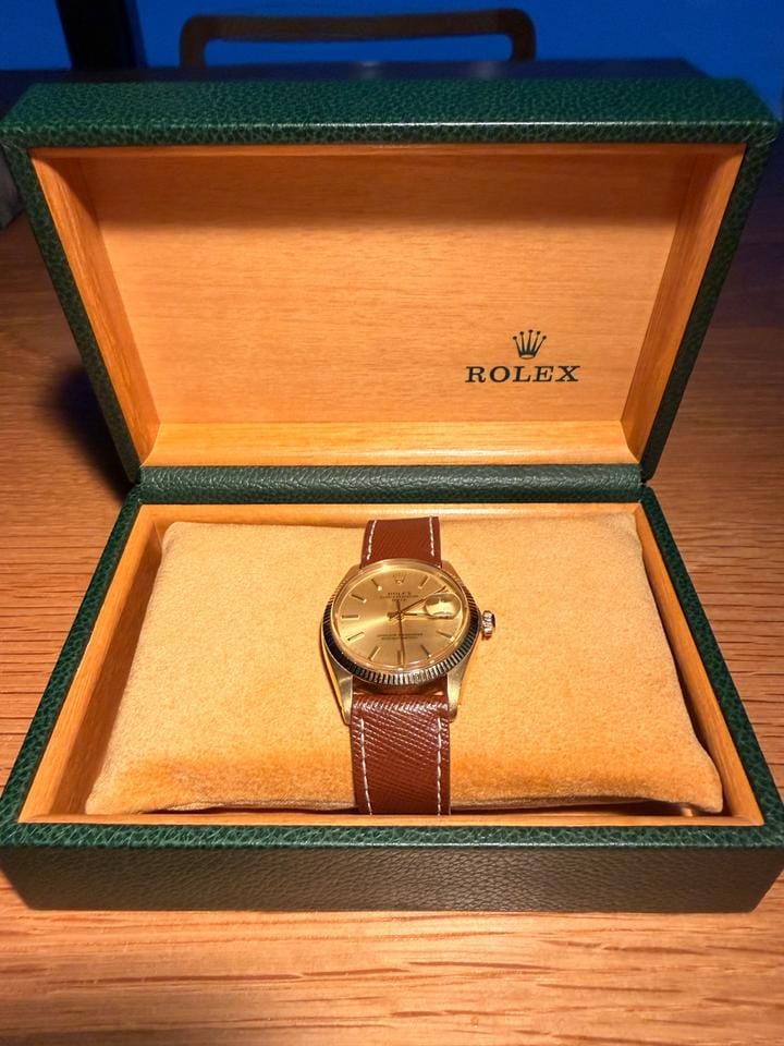 Rolex | Oyster Perpetual | 1503 | Yellow gold | 34 mm | Alligator skin | Gold | Automatic