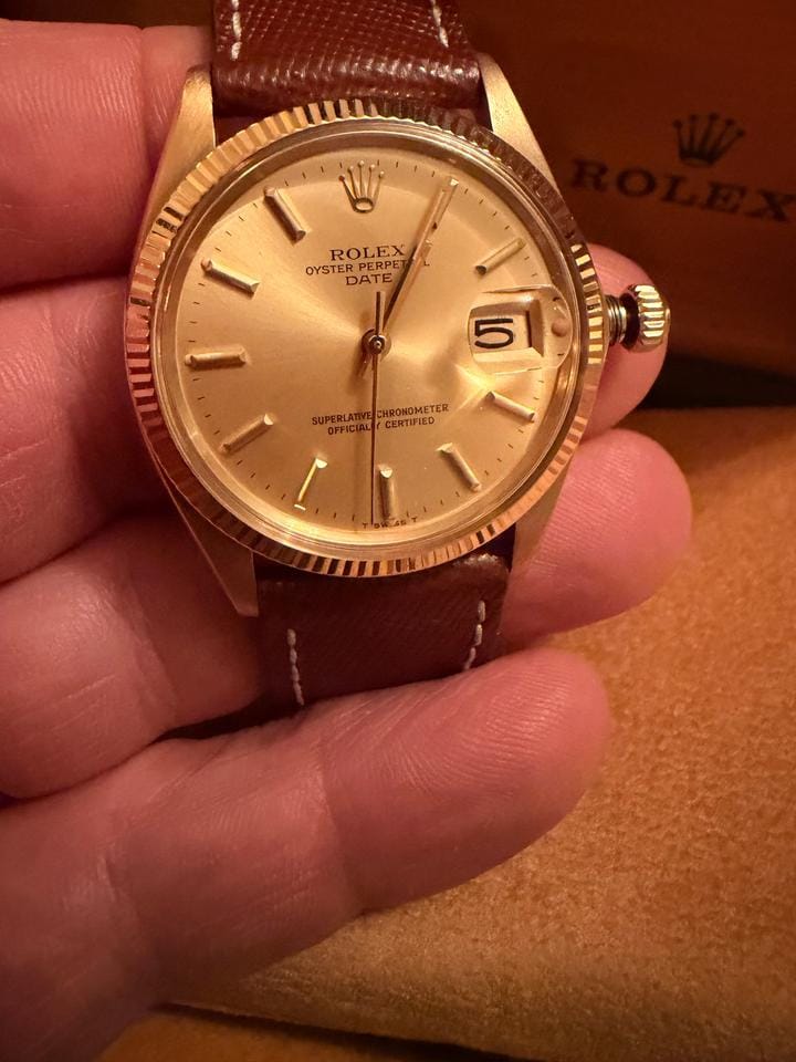 Rolex | Oyster Perpetual | 1503 | Yellow gold | 34 mm | Alligator skin | Gold | Automatic