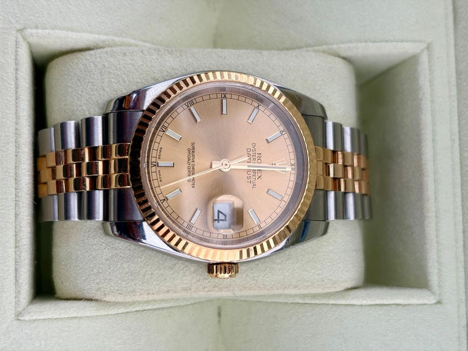 Rolex | Datejust | 116233 | Yellow gold | 36 mm | Gold/Steel | Champagne | Automatic