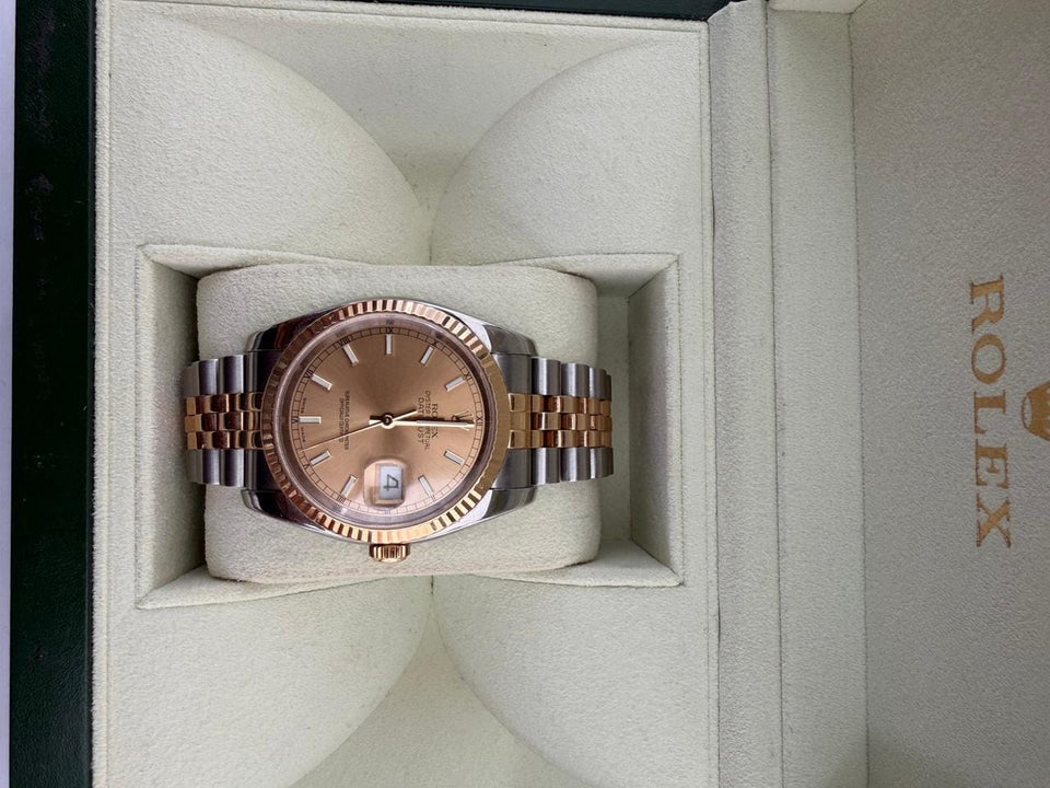 Rolex | Datejust | 116233 | Yellow gold | 36 mm | Gold/Steel | Champagne | Automatic