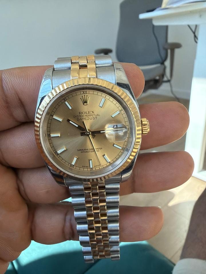 Rolex | Datejust | 116233 | Yellow gold | 36 mm | Gold/Steel | Champagne | Automatic