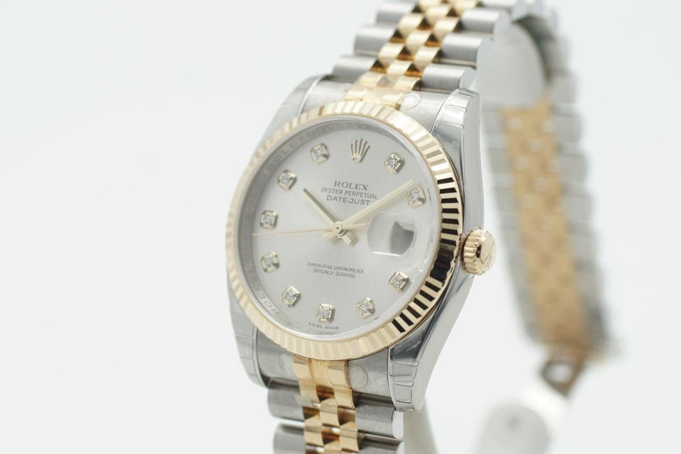 Rolex | Datejust | 116233 | Yellow gold | 36 mm | Gold/Steel | Grey | Automatic