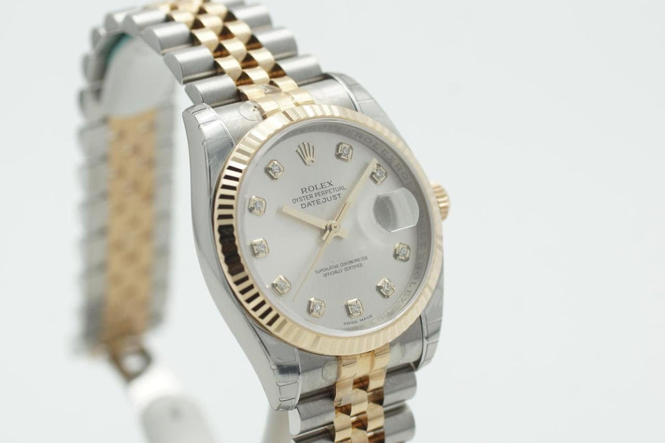 Rolex | Datejust | 116233 | Yellow gold | 36 mm | Gold/Steel | Grey | Automatic