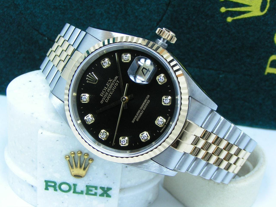 Rolex | Datejust | 16233 | Gold/Steel | 36 mm | Gold/Steel | Black | Automatic