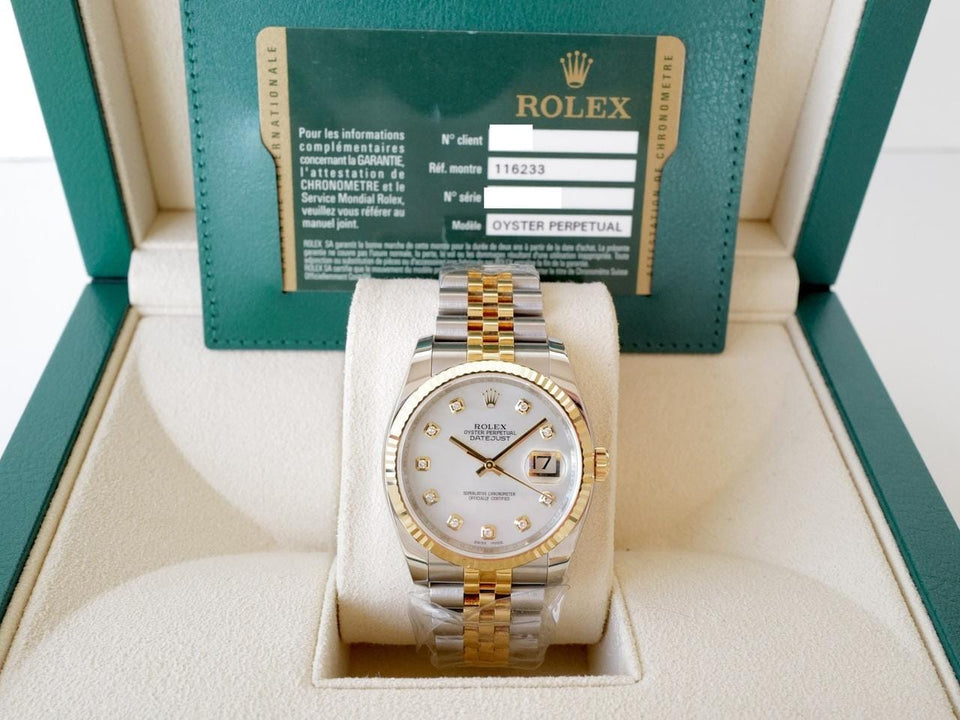 Rolex | Datejust | 116233 | Gold/Steel | 36 mm | Gold/Steel | Mother of pearl | Automatic