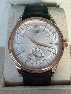Rolex | Cellini | 50525 | Rose gold | 39 mm | Leather | Silver | Automatic