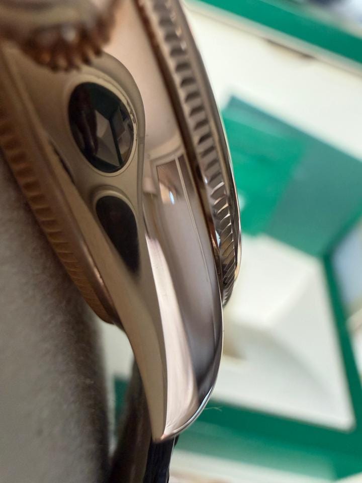 Rolex | Cellini | 50525 | Rose gold | 39 mm | Leather | Silver | Automatic