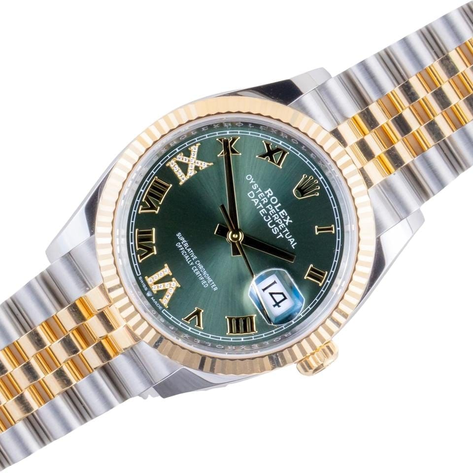Rolex | Datejust | 126233 | Gold/Steel | 36 mm | Gold/Steel | Green | Automatic
