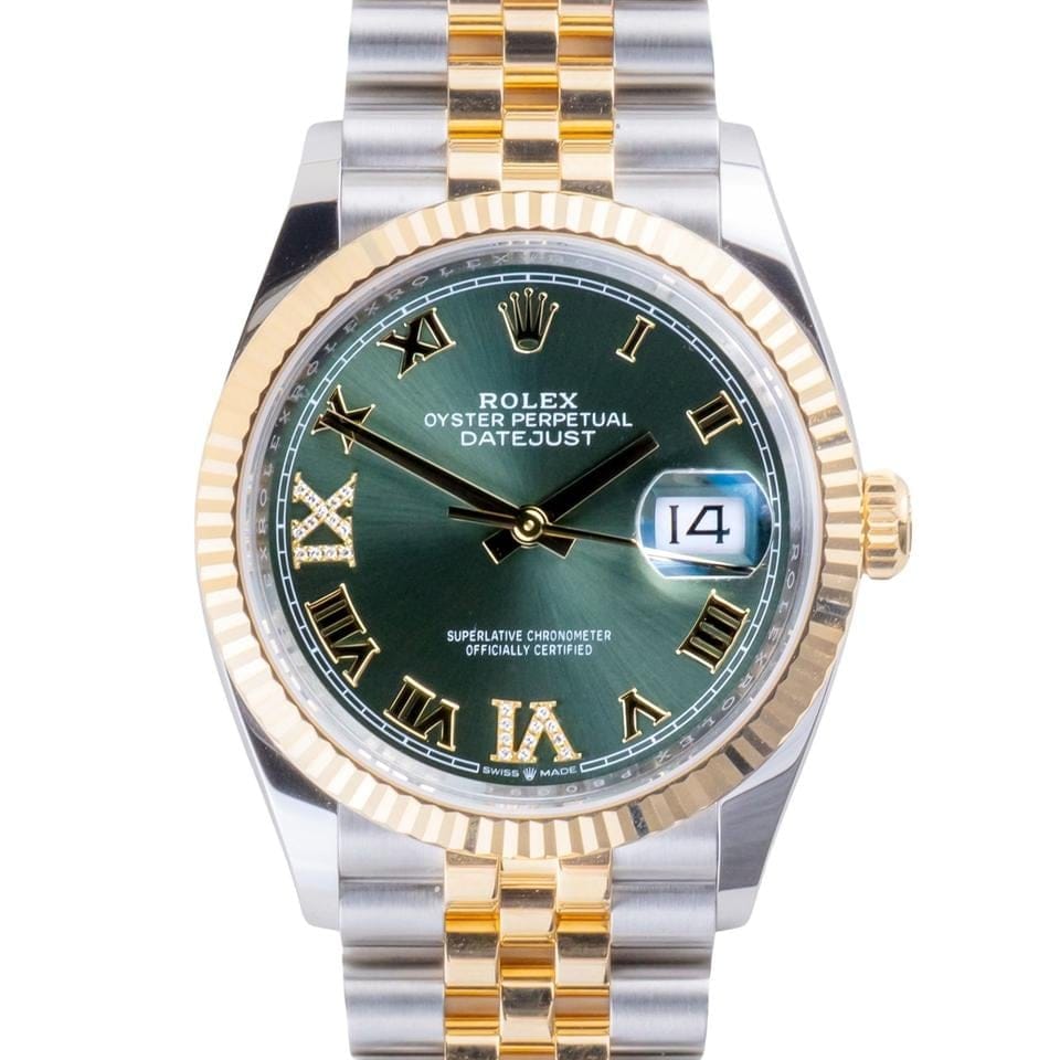 Rolex | Datejust | 126233 | Gold/Steel | 36 mm | Gold/Steel | Green | Automatic