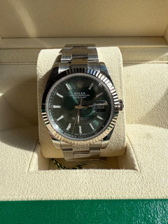 Rolex Datejust126334 Rolex datejust 41mm mint green fluted bezel oyster bracelet
