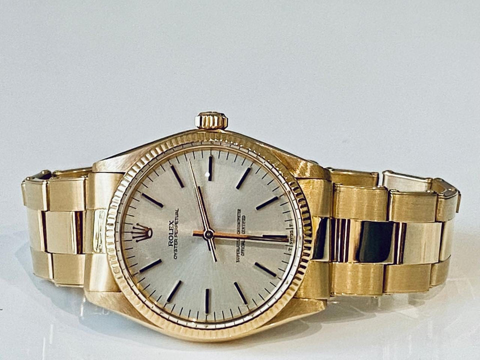 Rolex | Oyster Perpetual | 1005 | Yellow gold | 34 mm | Yellow gold | Silver | Automatic