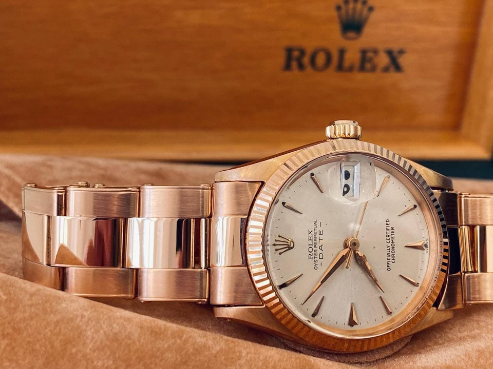 Rolex | Oyster Perpetual | 6627 | Rose gold | 31 mm | Rose gold | Silver | Automatic