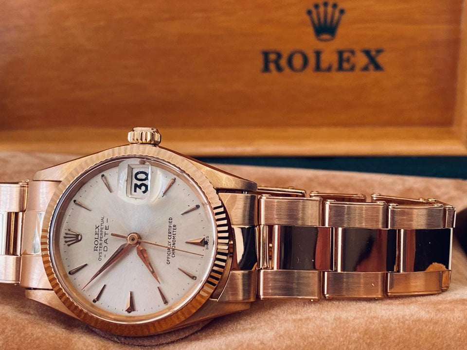 Rolex | Oyster Perpetual | 6627 | Rose gold | 31 mm | Rose gold | Silver | Automatic