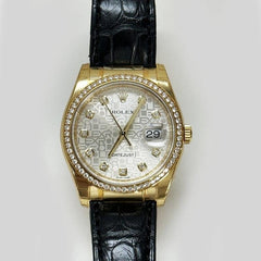 Rolex | Datejust | 116188 | Yellow gold | 36 mm | Leather | Silver | Automatic