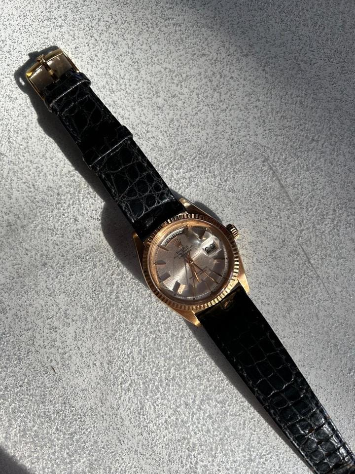Rolex | Day-Date | 1803 | Rose gold | 36 mm | Crocodile skin | Champagne | Automatic