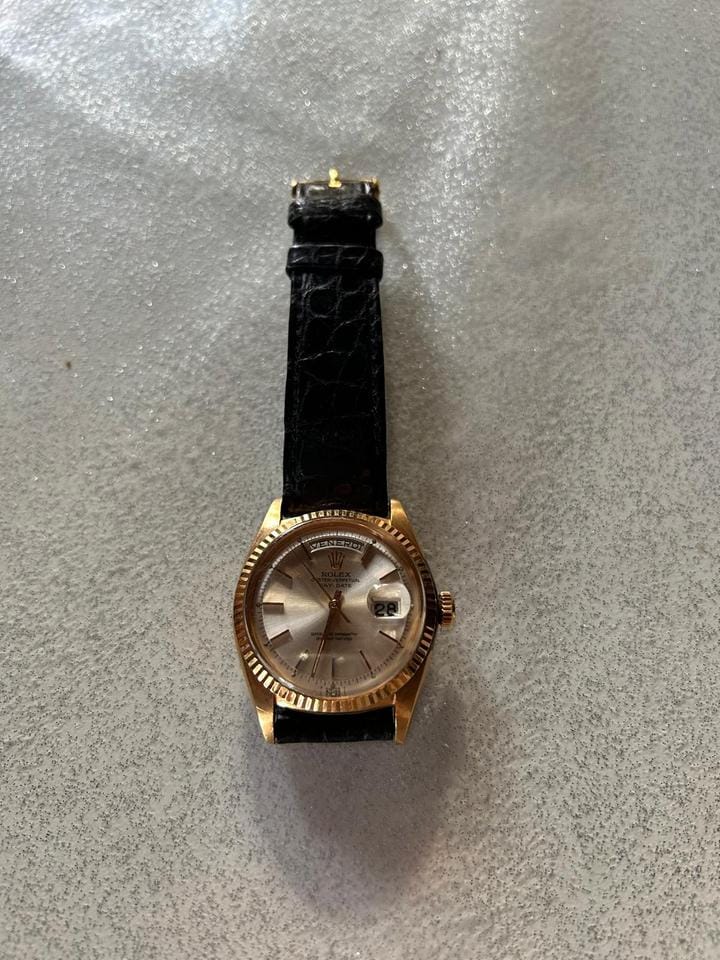 Rolex | Day-Date | 1803 | Rose gold | 36 mm | Crocodile skin | Champagne | Automatic