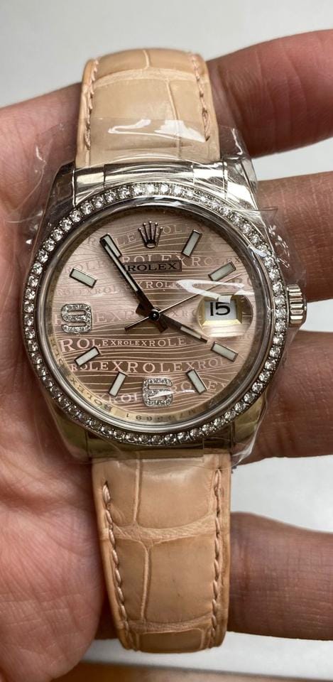 Rolex | Datejust | 116189 | White gold | 36 mm | Leather | Pink | Automatic