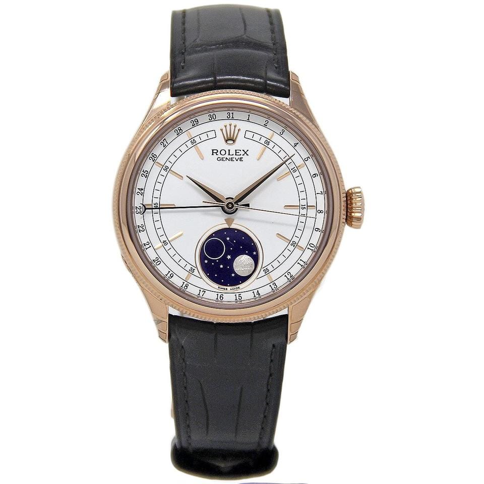 Rolex | Cellini | 50535 | Rose gold | 39 mm | Alligator skin | White