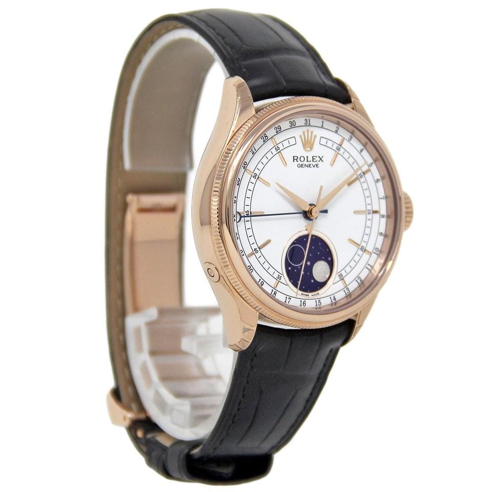 Rolex | Cellini | 50535 | Rose gold | 39 mm | Alligator skin | White