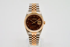 Rolex | Datejust | 16233 | Gold/Steel | 36 mm | Gold/Steel | Brown | Automatic