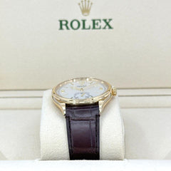 Rolex | 1908 | 52508-0006 | Yellow gold | 39 mm | Leather | White | Automatic