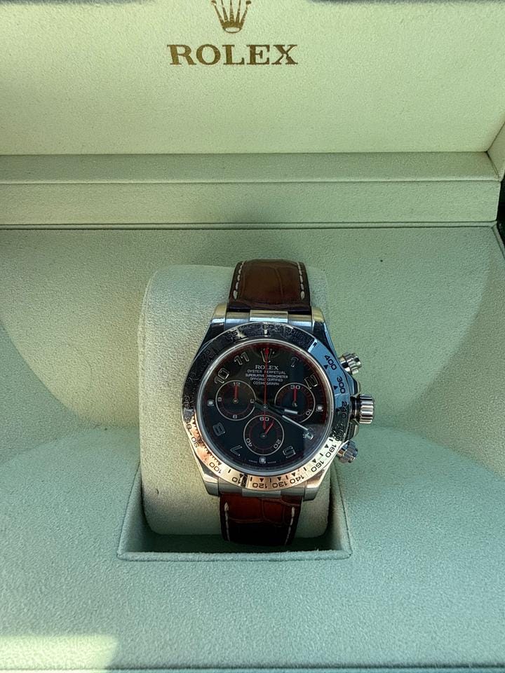 Rolex | Daytona | 116519 | White gold | 40 mm | Alligator skin | Black | Automatic
