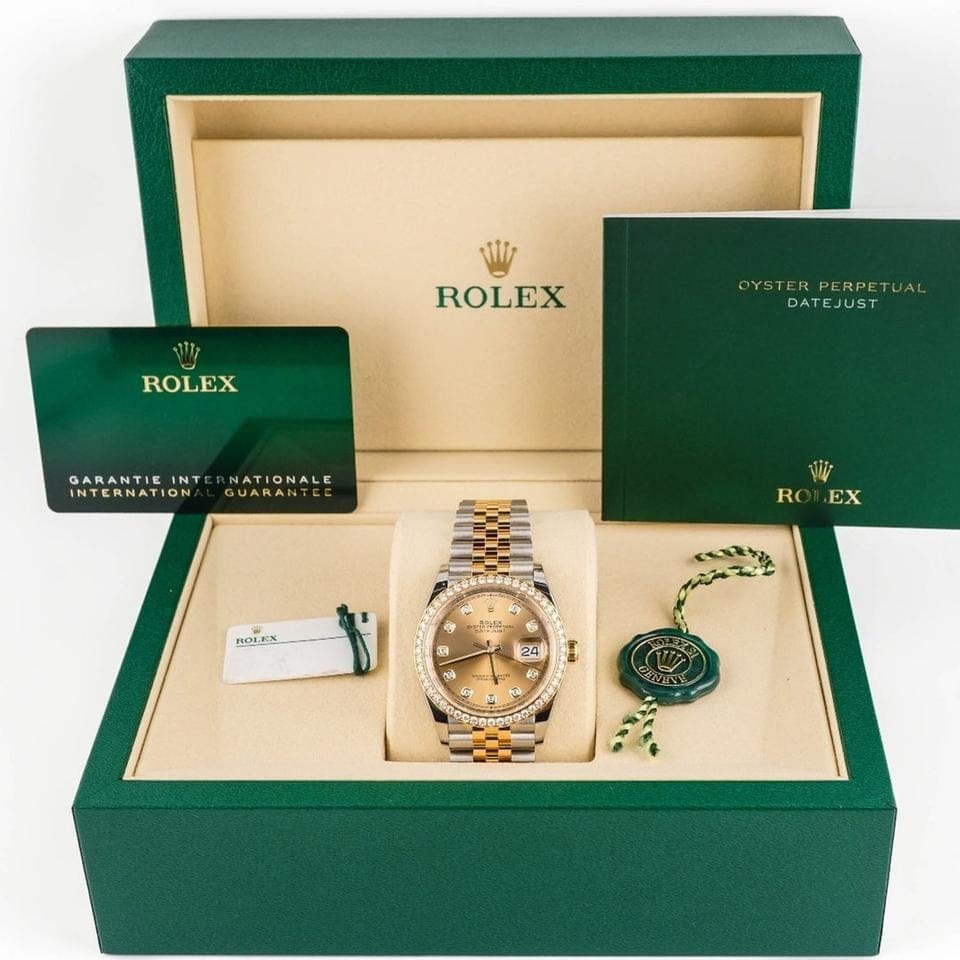 Rolex | Datejust | 126283RBR | Yellow gold | 36 mm | Steel | Champagne | Automatic
