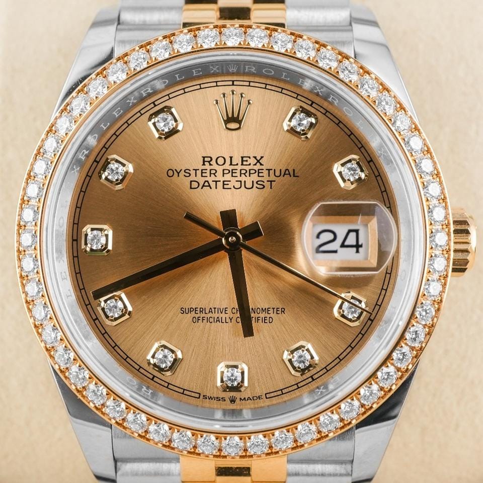 Rolex | Datejust | 126283RBR | Yellow gold | 36 mm | Steel | Champagne | Automatic