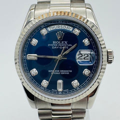 Rolex | Day-Date | 118239 | White gold | 36 x 43 mm | White gold | Blue | Automatic