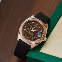 Rolex | Sky-Dweller | 326135 | Rose gold | 42 mm | Rubber | Brown | Automatic