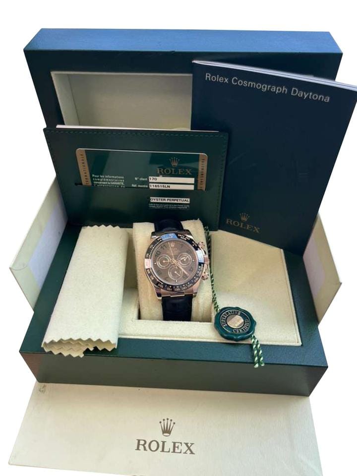 Rolex | Daytona | 116515ln | Rose gold | 40 mm | Crocodile skin | Brown | Automatic