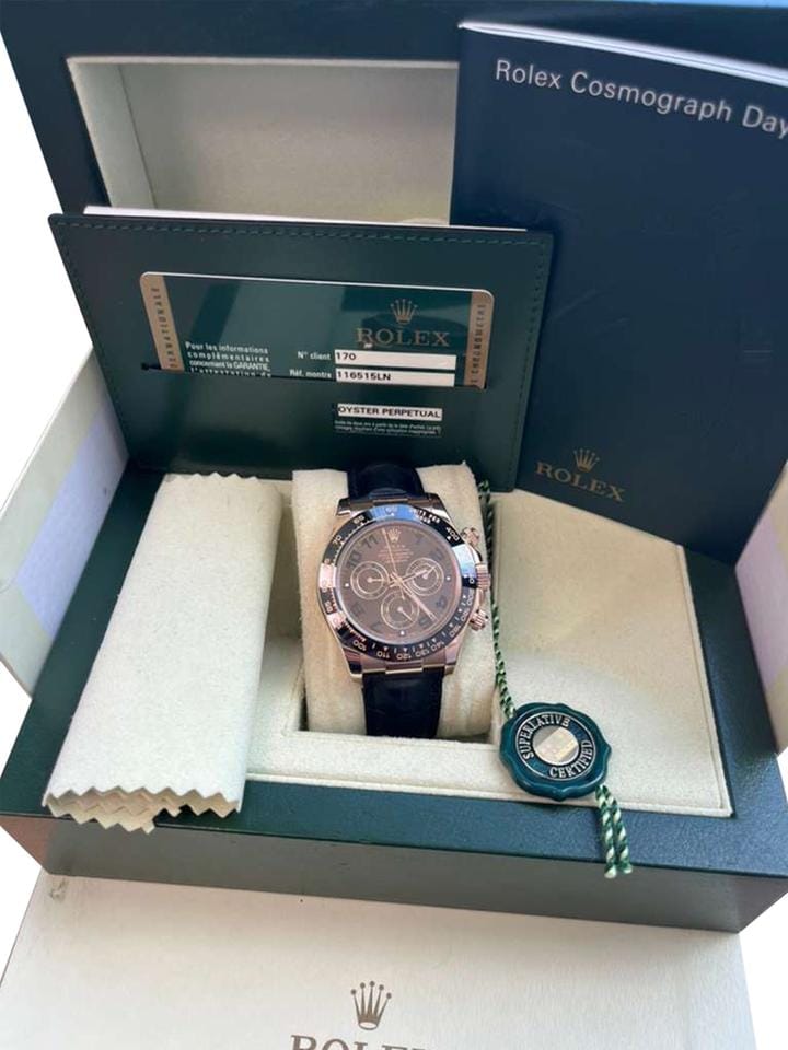 Rolex | Daytona | 116515ln | Rose gold | 40 mm | Crocodile skin | Brown | Automatic