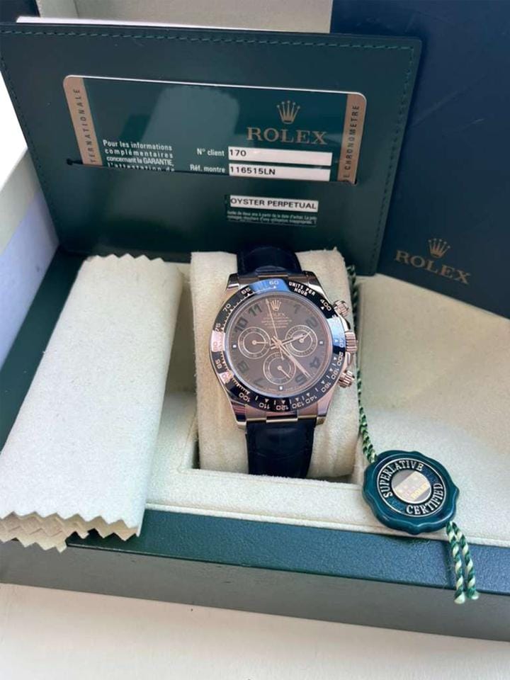 Rolex | Daytona | 116515ln | Rose gold | 40 mm | Crocodile skin | Brown | Automatic